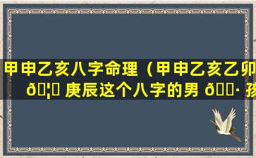 甲申乙亥八字命理（甲申乙亥乙卯 🦅 庚辰这个八字的男 🌷 孩会读书吗）